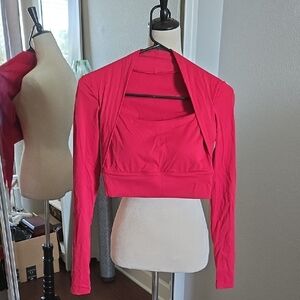 Women's Red Long Sleeve Crop Top